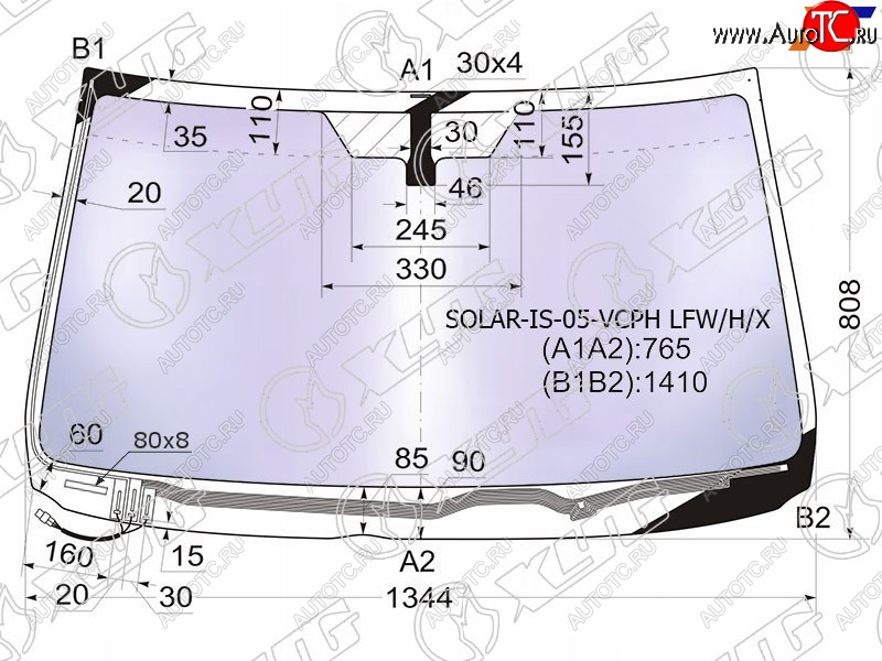 21 549 р. Стекло лобовое (Атермальное Обогрев щеток) Lexus IS 05-16 XYG SOLAR-IS-05-VCPH LFW/H/X  с доставкой в г. Кемерово