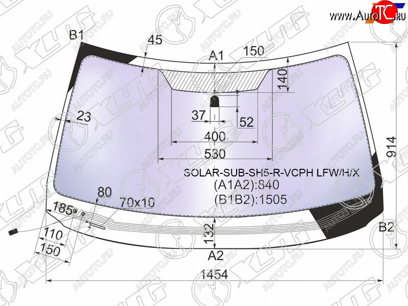 21 549 р. Стекло лобовое атермальное с обогревом щеток SUBARU FORESTER RHD 08-13 (Solar-X защита от ультрафиол XYG SOLAR-SUB-SH5-R-VCPH LFW/H/X  с доставкой в г. Кемерово