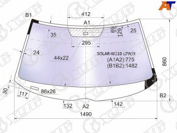 Стекло лобовое (Атермальное Датчик дождя) Mercedes-Benz E-Class 95-03                               XYG SOLAR-W210 LFW/X