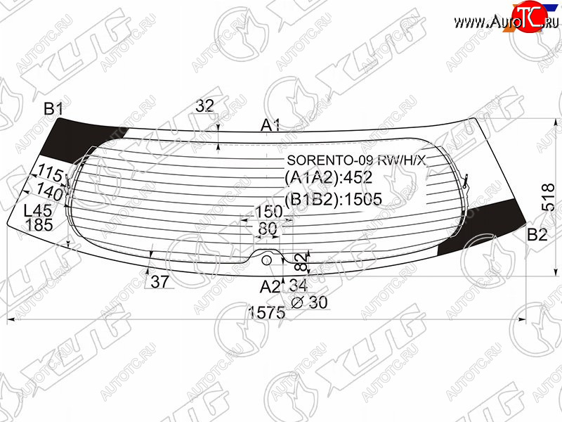 10 549 р. Стекло заднее (Цвет зеленый Обогрев) Kia Sorento 09-13 XYG SORENTO-09 RW/H/X  с доставкой в г. Кемерово
