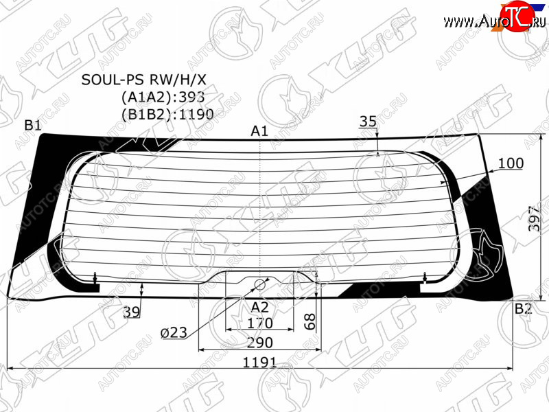 7 299 р. Стекло заднее (Цвет зеленый Обогрев 5D HBK) Kia Soul 13-19 XYG SOUL-PS RW/H/X  с доставкой в г. Кемерово