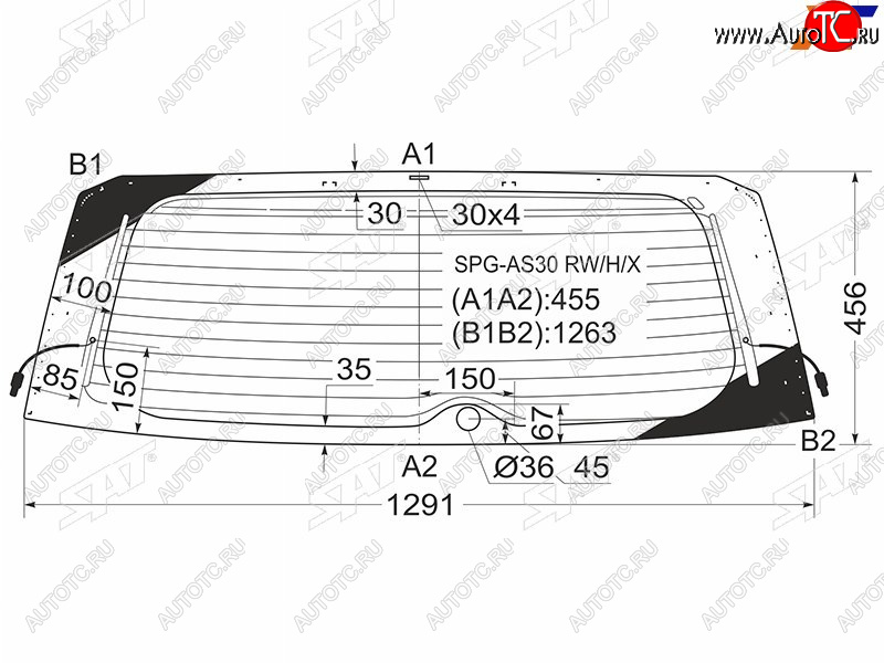 6 299 р. Стекло заднее (Цвет зеленый Обогрев) Toyota RAV4 (XA30) 05-13  Vanguard 07-13                      SAT SPG-AS30 RW/H/X  с доставкой в г. Кемерово