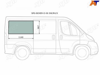 Стекло кузова боковое (не опускное) (Справа Цвет зеленый) Peugeot Boxer 06-  Citroen Jumper 06-  SAT SPG-BOXER-II-06 SW/RH/X