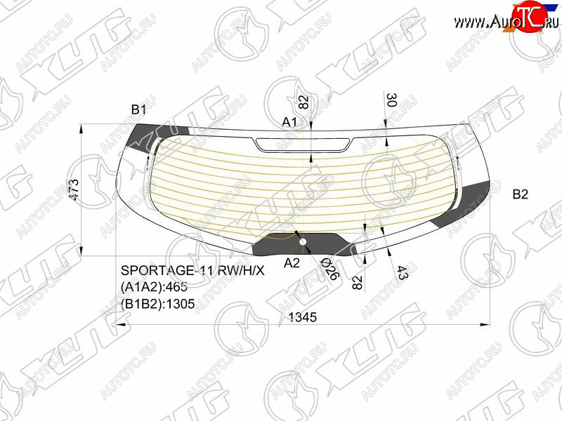 7 299 р. Стекло заднее (Цвет зеленый Обогрев под спойлер) Kia Sportage 10-16 XYG SPORTAGE-11 RW/H/X  с доставкой в г. Кемерово