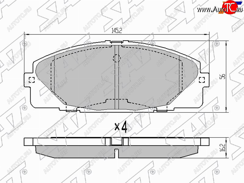 1 299 р. Колодки тормозные перед FL-FR SAT Toyota Hiace H200 минивэн (Япония) дорестайлинг  (2004-2007) (с керамическим наполнением)  с доставкой в г. Кемерово