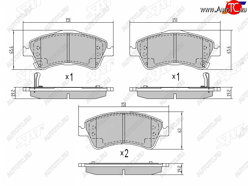 1 129 р. Колодки тормозные передние FR-FL SAT Toyota Avensis T270 седан дорестайлинг (2008-2011)  с доставкой в г. Кемерово
