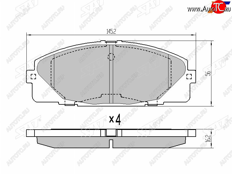 1 259 р. Колодки тормозные перед FL-FR SAT  Toyota Hiace ( Y100,  H200,  H300) - Hiace Regius  с доставкой в г. Кемерово