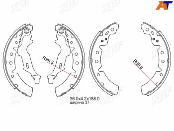 Колодки тормозные задние RH-LH SAT Toyota Carina E  T190 - Corona  T190