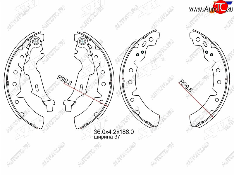 1 639 р. Колодки тормозные задние RH-LH SAT  Toyota Carina E  T190 - Corona  T190  с доставкой в г. Кемерово
