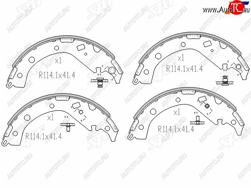 1 699 р. Колодки тормозные барабанные задние LH-RH SAT Toyota RAV4 CA20 5 дв. дорестайлинг (2000-2003)  с доставкой в г. Кемерово