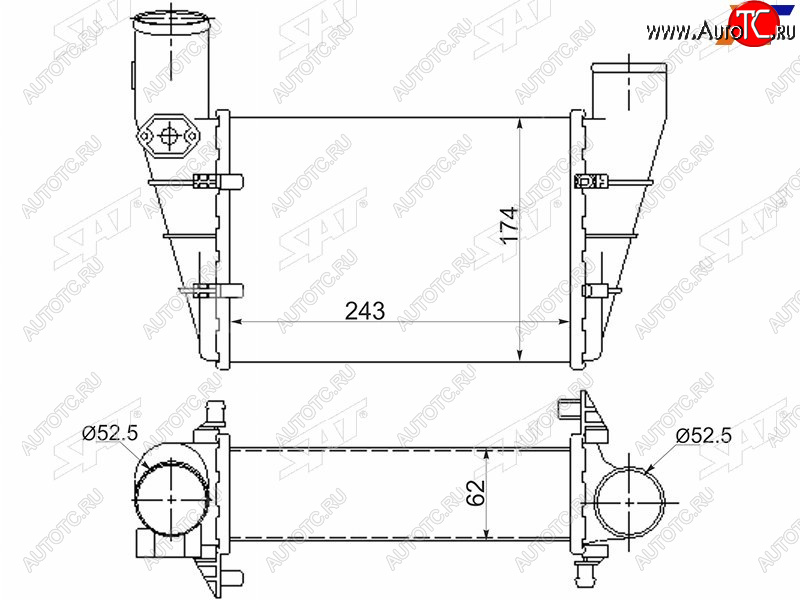4 199 р. Интеркулер AUDI A4S4 94-98A6 97-04VW PASSAT B5 97-00 SAT ST-058145805G  с доставкой в г. Кемерово