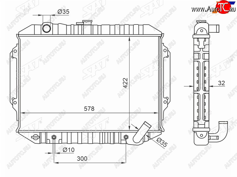 8 899 р. Радиатор охлаждающей жидкости SAT  Mitsubishi Pajero ( 2 V30/V40 5 дв.,  2 V20,  2 V30/V40,  3 V60) (1991-2003) дорестайлинг, рестайлинг  с доставкой в г. Кемерово