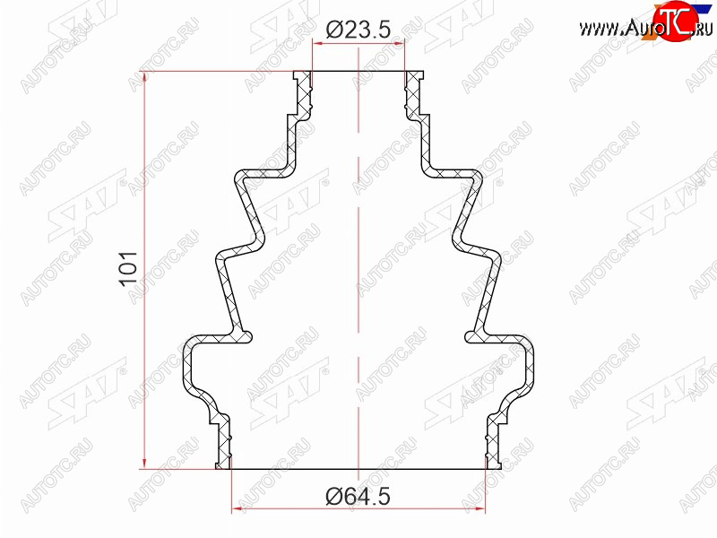 369 р. Пыльник шрус внутренний OPEL ASTRA H 04-SIGNUM  03-08VECTRA C 02-08ZAFIRA B 05- SAT ST-105-0014  с доставкой в г. Кемерово