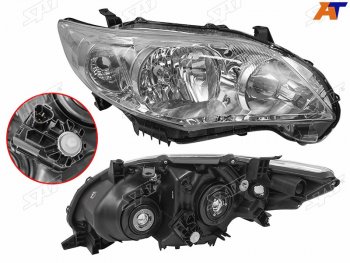 Фара правая (с электрокорректором, галоген) SAT Toyota Corolla  E150 (2009-2013) седан рестайлинг