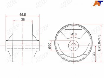 1 069 р. Сайлентблок Toyota Corsa 90-94  Cynos 95-99  Raum 97-03  Starlet 95-99 (Зад Слева) SAT ST-12371-11510C  с доставкой в г. Кемерово. Увеличить фотографию 1