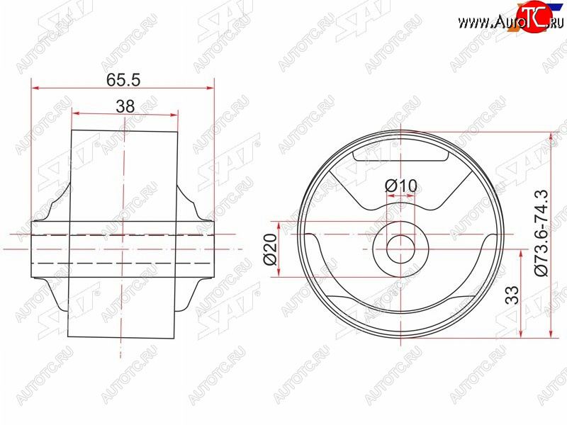 1 069 р. Сайлентблок Toyota Corsa 90-94  Cynos 95-99  Raum 97-03  Starlet 95-99 (Зад Слева) SAT ST-12371-11510C  с доставкой в г. Кемерово