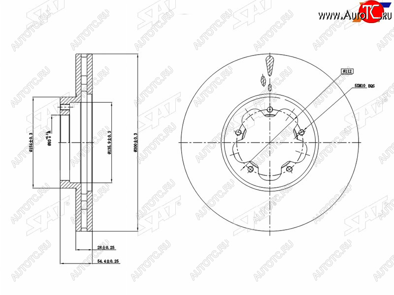 2 699 р. Диск тормозной передний (Ø300 mm, вентилируемый) SAT Ford Transit цельнометаллический фургон (2006-2014)  с доставкой в г. Кемерово
