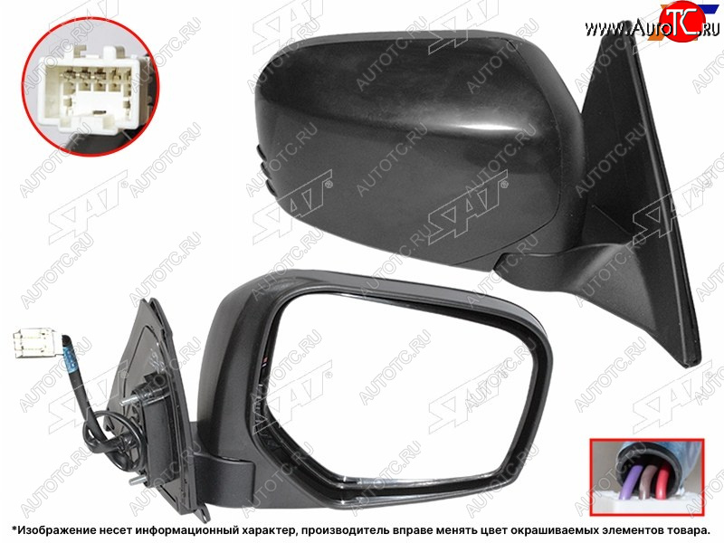 5 999 р. Зеркало Mitsubishi L200 07-16  Pajero Sport 08-13 (Справа Регулировка 3 контакта черное) SAT ST-16-0118  с доставкой в г. Кемерово