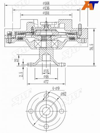 Вискомуфта TOYOTA LAND CRUISER 80 1H# 90- SAT ST-16210-17010