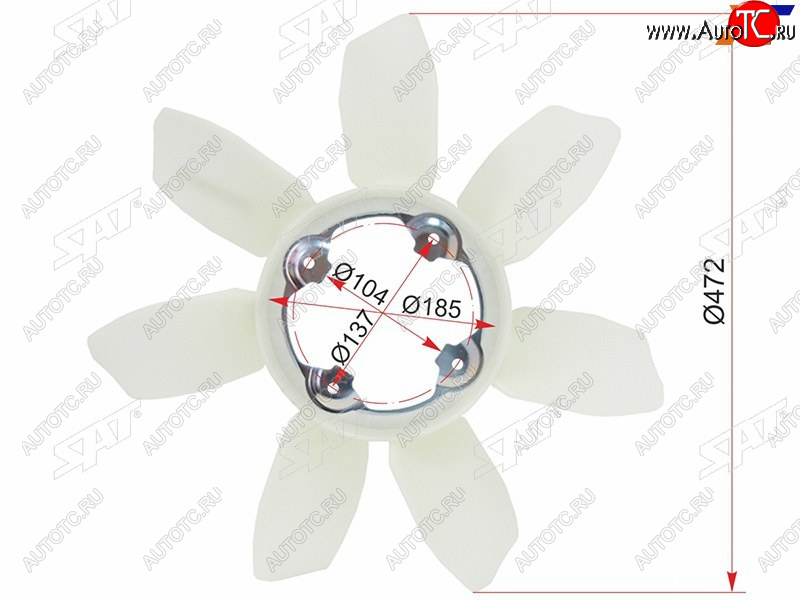 3 499 р. Крыльчатка вентилятора TOYOTA LAND CRUISER PRADO 120 SURFFJ CRUISER 5VZ1GR3RZ2TR 02-PRADO 150 SAT ST-16361-31060  с доставкой в г. Кемерово