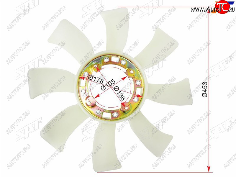 2 249 р. Крыльчатка вентилятора TOYOTA 1HZ,1HD#T SAT ST-16361-17010  с доставкой в г. Кемерово