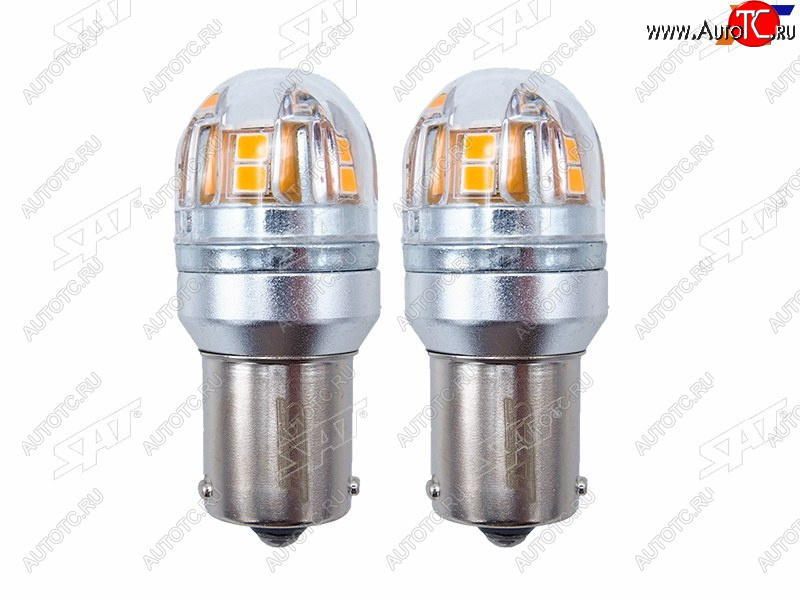 829 р. Лампа дополнительного освещения 12V PY21W 2.8W320LM  Canbus LED Оранжевая (Комплект 2 шт.) SAT ST-175-0066  с доставкой в г. Кемерово