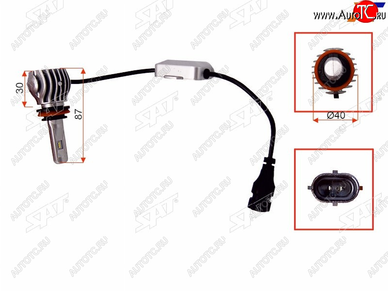 3 299 р. Комплект светодиодных ламп H8H11 20W1800LM Canbus LED SAT ST-175-0072  с доставкой в г. Кемерово