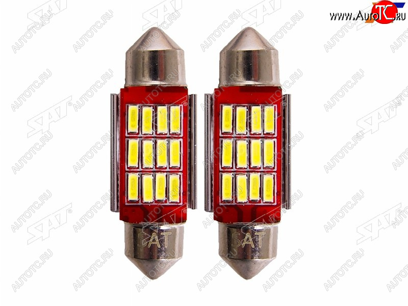 223 р. Лампа дополнительного освещения 12V C5W 9x36мм Canbus LED (Комплект 2 шт.) SAT ST-175-0076  с доставкой в г. Кемерово