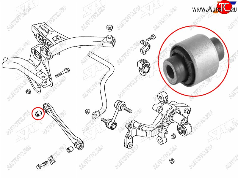 389 р. Сайлентблок Audi A3 03-19  Q3 11-19  Chery Tiggo 4 17-19  Skoda Karoq 17-  Kodiaq 16-22  Octavi SAT ST-1K0501529J-B1  с доставкой в г. Кемерово