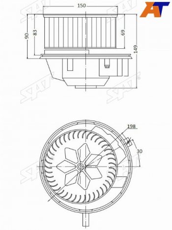 7 299 р. Мотор отопителя салона Audi A3 03-13  Q3 11-19  Skoda Octavia 04-13  Volkswagen Golf 03-19  Jett SAT ST-1K1820015L  с доставкой в г. Кемерово. Увеличить фотографию 1
