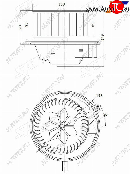 7 299 р. Мотор отопителя салона Audi A3 03-13  Q3 11-19  Skoda Octavia 04-13  Volkswagen Golf 03-19  Jett SAT ST-1K1820015L  с доставкой в г. Кемерово