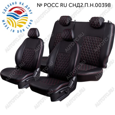 10 449 р. Чехлы сидений (2-я компл-я, ЦЗС, 2П Илана/Орегон) ТУРИН LordAuto  Chery Very (2011-2016) (черный/черный/красная строчка)  с доставкой в г. Кемерово
