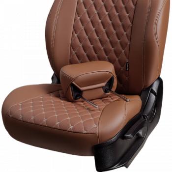 18 349 р. Комплект чехлов для сидений (РЗСиС 60/40 2Г Орегон) БАЙРОН Lord Autofashion   Chevrolet Niva  2123 (2009-2020) рестайлинг (темно-коричневый, вставка темно-коричневая, строчка коричневая)  с доставкой в г. Кемерово. Увеличить фотографию 4