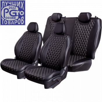 Чехлы для сидений (РЗС60/40, Экокожа) БАЙРОН РОМБ Lord Auto Geely GC6 (2014-2017) (черный/бежевый)