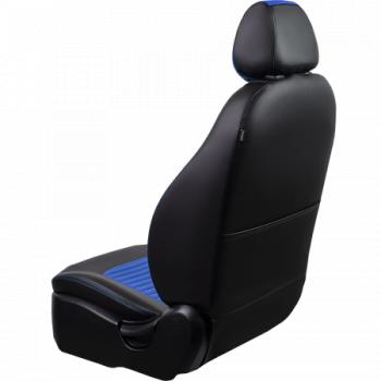 9 599 р. Комплект чехлов для сидений (к.Drive Active РЗСиС 60/40 3Г Илана+Орегон) ТУРИН-3 ст ЛАЙН Lord Autofashion  Лада Гранта FL ( 2191,  2190,  2194,  2192) (2018-2025) лифтбек, седан, универсал, хэтчбек (черный, вставка синяя, строчка синяя)  с доставкой в г. Кемерово. Увеличить фотографию 2