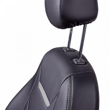 14 599 р. Комплект чехлов для сидений (РЗС 60/40 3Г Орегон) ТУРИН-2 Lord Autofashion технику из списка применимости (черный, вставка черная+серая, строчка серая)  с доставкой в г. Кемерово. Увеличить фотографию 5