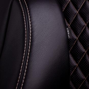 10 449 р. Комплект чехлов для сидений (к.Style Ambition РЗС 40/20/40П иС 60/40 3Г Илана+Орегон) ТУРИН ст РОМБ Lord Autofashion  Skoda Kodiaq  NU7 (2017-2021) дорестайлинг (черный, вставка черная+бежевая, строчка бежевая)  с доставкой в г. Кемерово. Увеличить фотографию 8