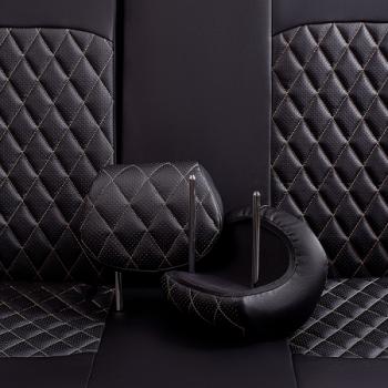10 449 р. Комплект чехлов для сидений (к.Style Ambition РЗС 40/20/40П иС 60/40 3Г Илана+Орегон) ТУРИН ст РОМБ Lord Autofashion  Skoda Kodiaq  NU7 (2017-2021) дорестайлинг (черный, вставка черная+бежевая, строчка бежевая)  с доставкой в г. Кемерово. Увеличить фотографию 7