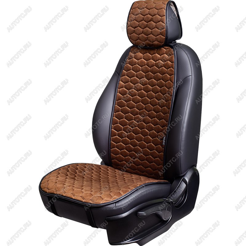 2 199 р. Накидка на сиденье (1 место Афины) МОНРО ст СОТА Lord Autofashion   (коричневый, строчка бежевая)  с доставкой в г. Кемерово