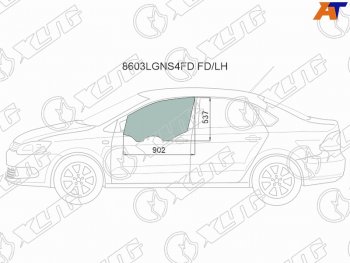 2 569 р. Стекло боковое опускное (Спереди Слева Цвет зеленый) Skoda Rapid 20-  Volkswagen Polo 09-20 XYG 8603LGNS4FD FD/LH  с доставкой в г. Кемерово. Увеличить фотографию 1