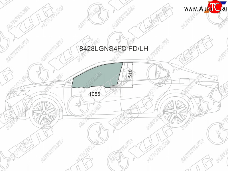 3 399 р. Стекло боковое опускное (Спереди Слева Цвет зеленый Крепления) Toyota Camry (XV70) 17-21  Camry XYG 8428LGNS4FD FD/LH  с доставкой в г. Кемерово