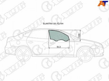 2 599 р. Стекло боковое опускное (Спереди Справа Цвет зеленый) Hyundai Elantra 06-12  Avante 06-11 XYG ELANTRA-06 FD/RH  с доставкой в г. Кемерово. Увеличить фотографию 1
