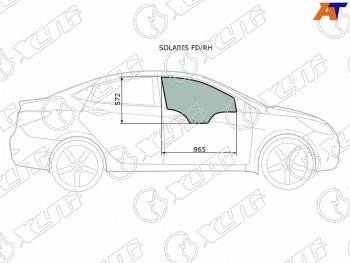 2 499 р. Стекло боковое опускное (Спереди Справа Цвет зеленый) Hyundai Solaris 10-17  Kia Rio 11-17  Hyun XYG SOLARIS FD/RH  с доставкой в г. Кемерово. Увеличить фотографию 2