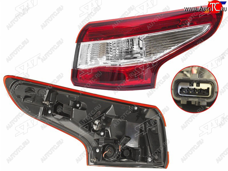 3 799 р. Фонарь задний правый (внешний) SAT Nissan Qashqai 2 J11 дорестайлинг (2013-2019)  с доставкой в г. Кемерово