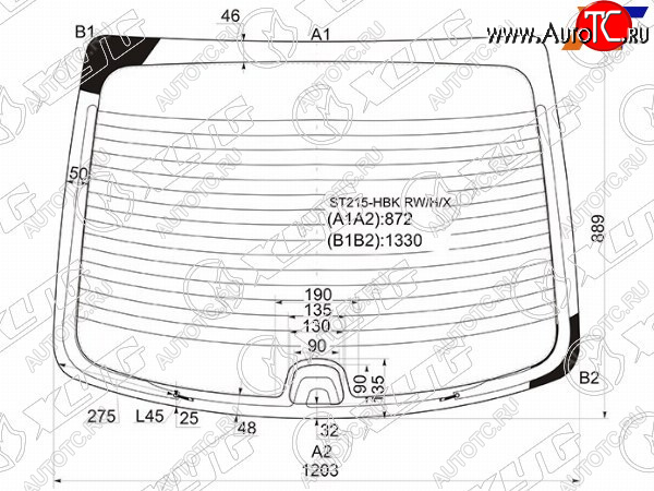 9 549 р. Стекло заднее (Цвет зеленый Обогрев) Toyota Avensis (T220) 97-03 XYG ST215-HBK RW/H/X  с доставкой в г. Кемерово