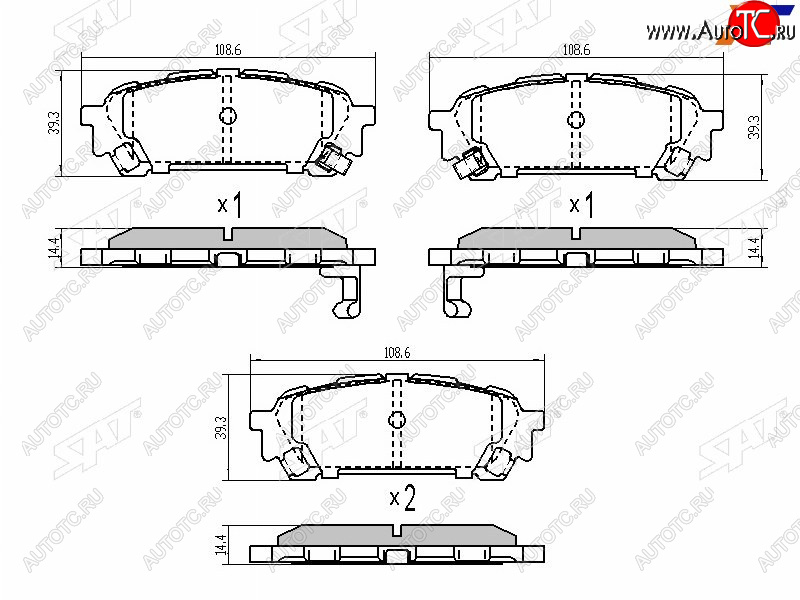 689 р. Колодки тормозные зад RH-LH SAT Subaru Impreza GT хэтчбэк рестайлинг (2019-2025)  с доставкой в г. Кемерово