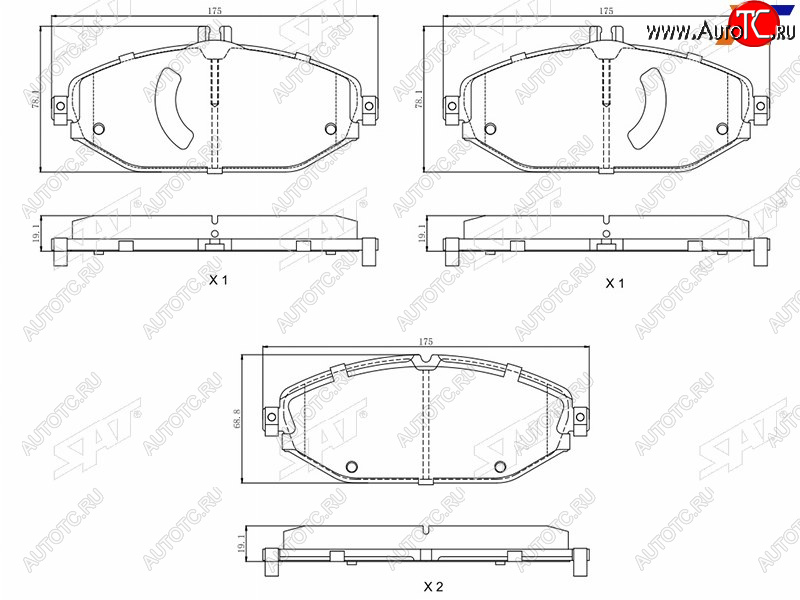 1 739 р. Колодки тормозные перед FL-FR SAT  Mercedes-Benz C-Class  W205 - E-Class  S213  с доставкой в г. Кемерово