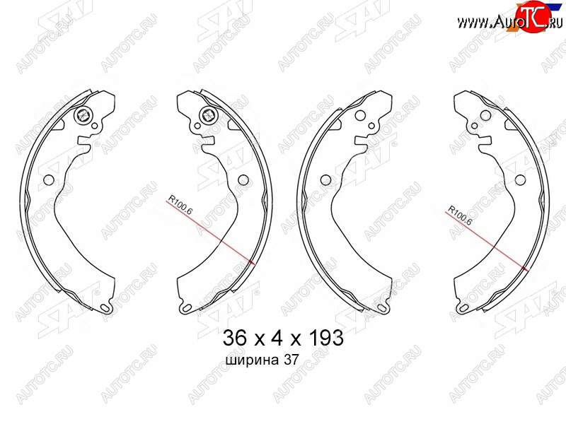 1 179 р. Колодки тормозные барабанные задние RH-LH SAT  Mitsubishi Carisma - Lancer ( 7,  8)  с доставкой в г. Кемерово