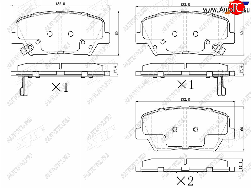 1 019 р. Колодки тормозные передние FR-FL SAT   Hyundai Creta ( GS,  SU) (2015-2022), Hyundai Santa Fe ( DM,  TM) (2012-2022), KIA Carens  RP (2013-2019), KIA Sorento  XM (2012-2015)  с доставкой в г. Кемерово