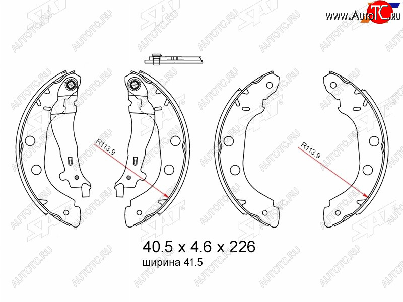 1 589 р. Колодки тормозные барабанные задние RH-LH SAT Renault Kangoo KW0 дорестайлинг (2008-2013)  с доставкой в г. Кемерово